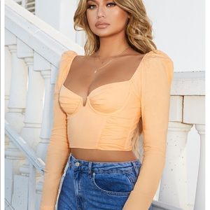 Oh Polly peach tropical long sleeve crop